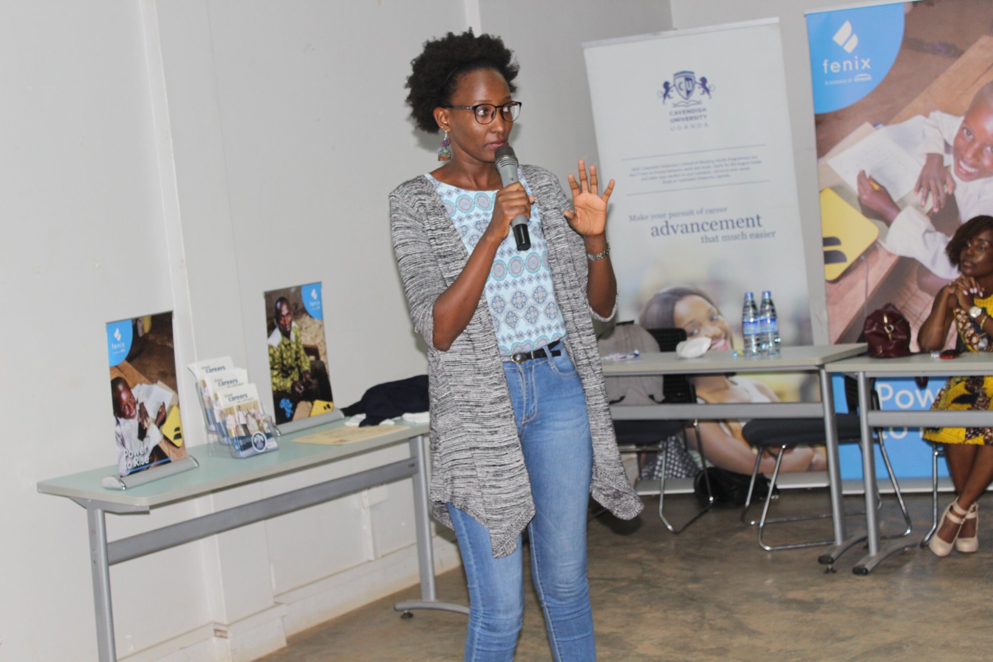 Photo of me speaking at the coding girls event at cavendish university